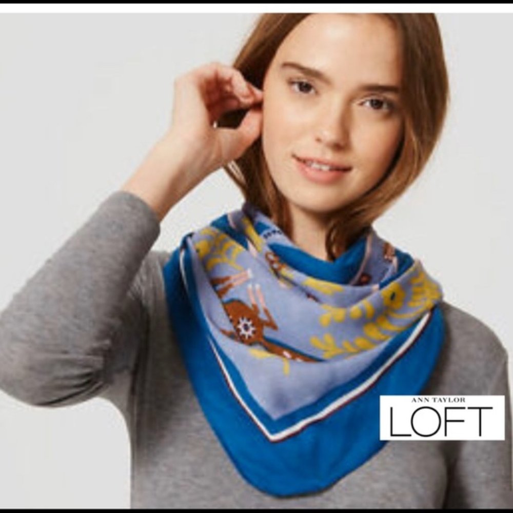 Ann Taylor Loft Fox Rabbit Floral Scarf Shawl - Picture 6 of 6